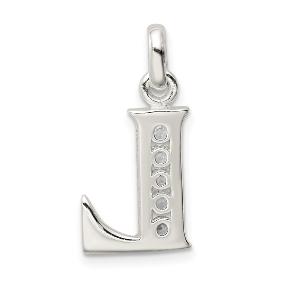 Sterling Silver White CZ Letter L Initial Pendant - Picture 3 of 4